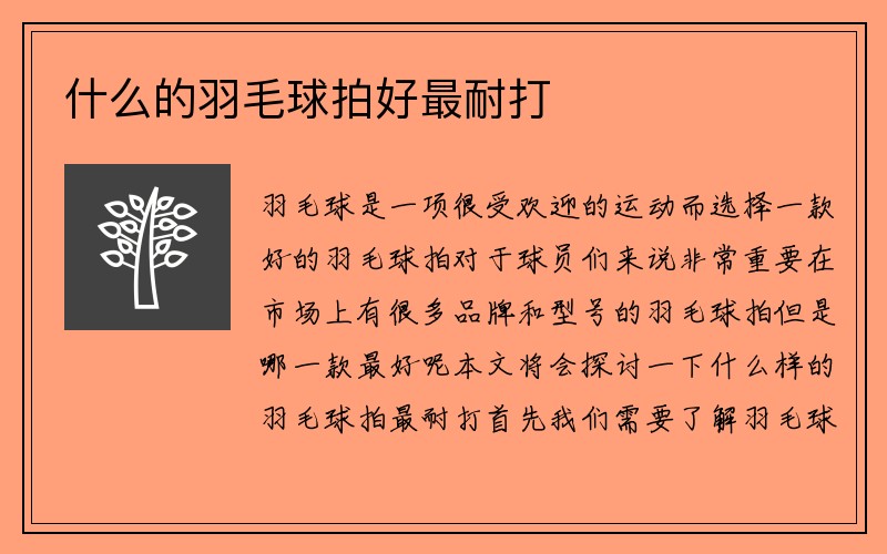 什么的羽毛球拍好最耐打