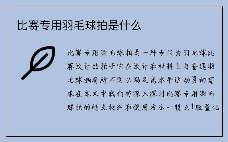 比赛专用羽毛球拍是什么