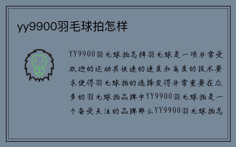 yy9900羽毛球拍怎样