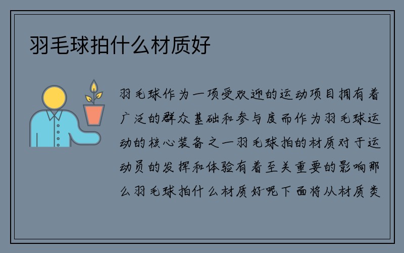 羽毛球拍什么材质好